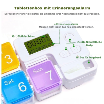 Intelligenter Wochenspender für Tabletten mit Alarmfunktion